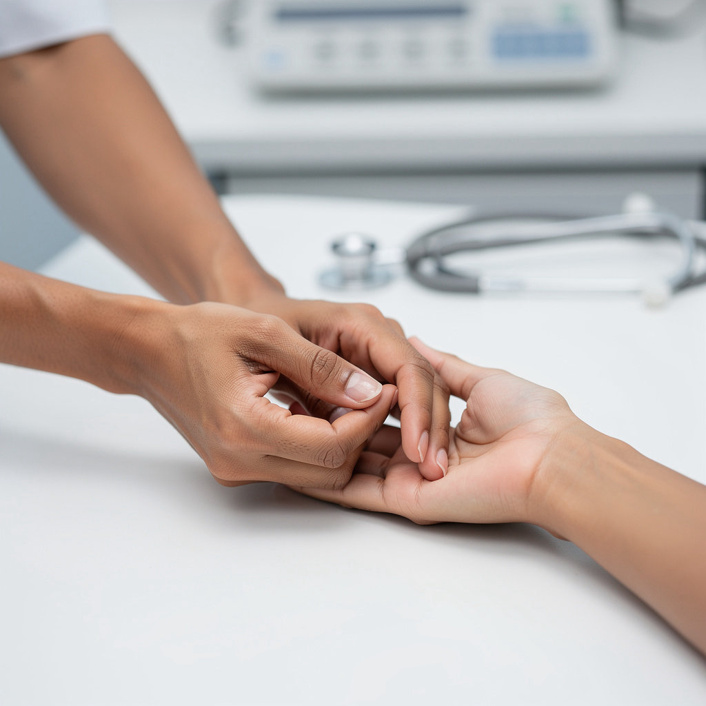 Terry A Schwartz MD San Diego physician providing attentive and detailed medical consultation to a patient